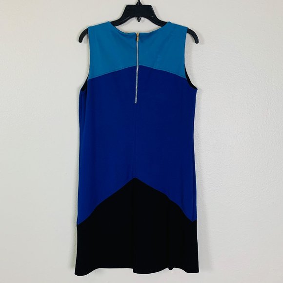 Tahari Blue Color‎ Block Sleeveless Dress - Picture 2 of 8